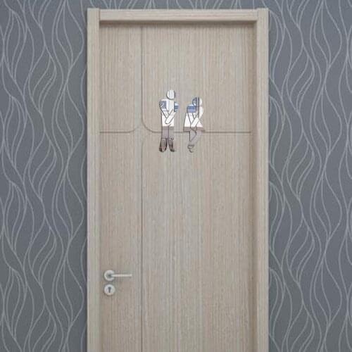 DIY 3D Toilet Room Sign Man/Women WC Bathroom Entrance Sign Mirror Door Sticker Home Wall Sticker Decor