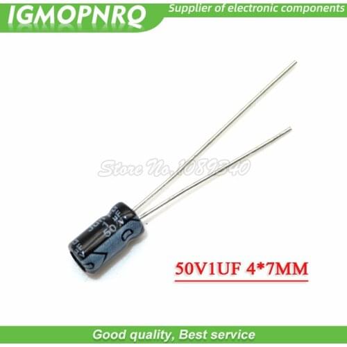 50PCS 50V1UF 4*7mm 1UF 50V 4*7 Aluminum electrolytic capacitor
