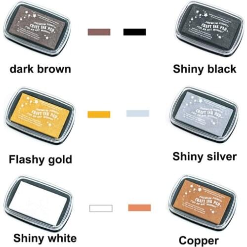 6pcs/lot Multi-color Big Size Metallic Vintage Inkpad For DIY Scrapbooking Decoration Rubber Stamp Clear Stamp Accessories