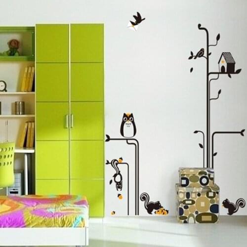 9126 New Original Design-Owls Squirrel Wall Kid' s Loving Removable Wall Decals Home Decals Waterpoof Wall Sticker