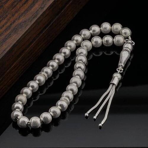 925 sterling Silver Sphere Cutout Dot Embroidered Prayer Beads