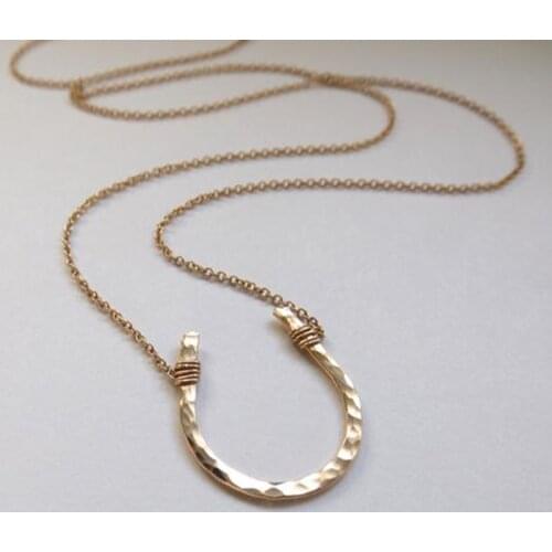 925 Silver Hammered Letter U Pendant Handmade Horseshoe Necklaces Gold Filled Choker Kolye Vintage Jewelry Boho Women Necklace