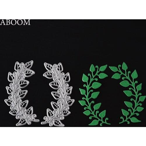 ABOOM 2PCS 37MM*73MM Leaf Branches Metal Carbon Steel Die Cut Scrapbooking Album Photo Decoration Cutting Dies Paper Card Mold