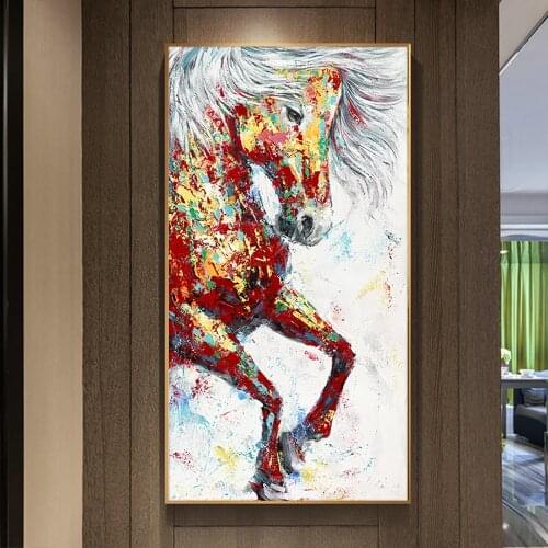 Abstract Painting Handmade Modern Canvas on Oil Painting Palette knife Horse 3D Animals Painting Home Living Room Decor Wall Art