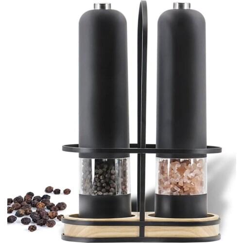 Automatic Salt Pepper Grinder Set Electric Salt Spice Herbal Containers Mill Adjustable Coarseness Kitchen Cooking BBQ Tools