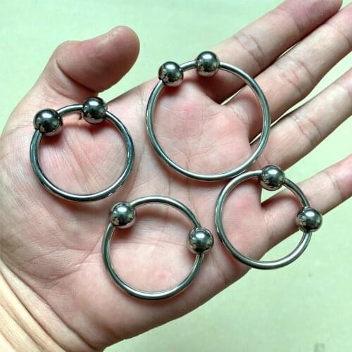 Foreskin Barrier Ring Metal Penis Glans Ring With Beads Male Chastity Device Locking Sperm Cock Ring Delay Sex Toys For Men BDSM