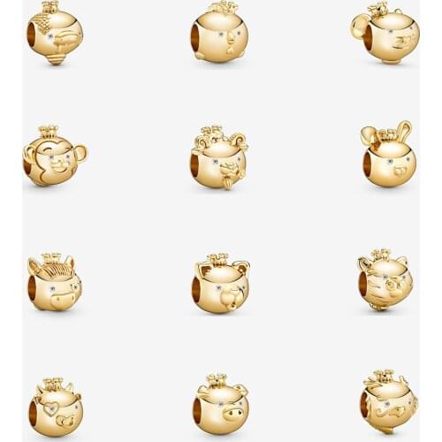 New High Quality S925 Sterling Silver Gold Zodiac Animal Beads, Suitable For Womens Jewelry Gifts, DIY Bracelets Free Shippi