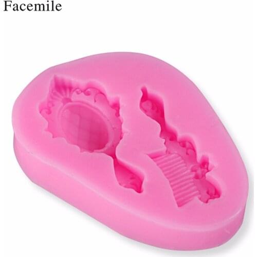 Facemile New DIY Mirror Comb Soap Candy Silicone Fondant Mold Sugar Craft Cake Decorating Tools Christmas Silicone Mold 50-458