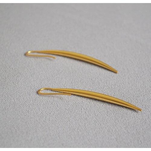 Smooth Metal Bar Shape Gold Drop Earrings For Women High Quality Personality Design Pierced Earring Ladies Charm Ear Jewellery