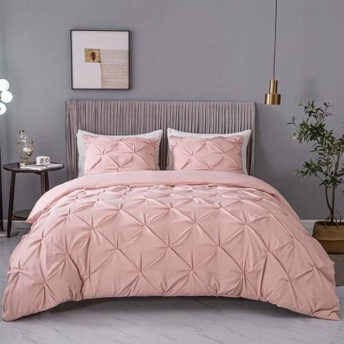 Pinch Pleated Duvet Cover Set Bedding Set Queen King Size Quilt Duvet Cover and Pillowcases Double Bed Set