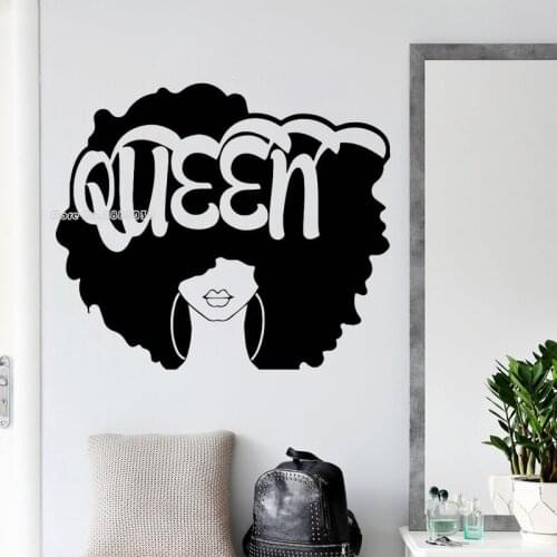 Queen Silhouette Wall Decor Hair Hairstyle Shop Window Decal Afro Vinyl Wall Decal Sticker Women Barbershop Fashion Poster LL867