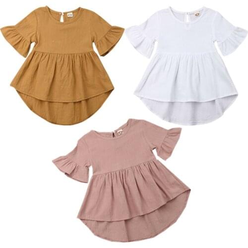 Summer Toddler Baby Girls Clothes Flare Dress Kids Girl Solid Clothing Infant Dresses