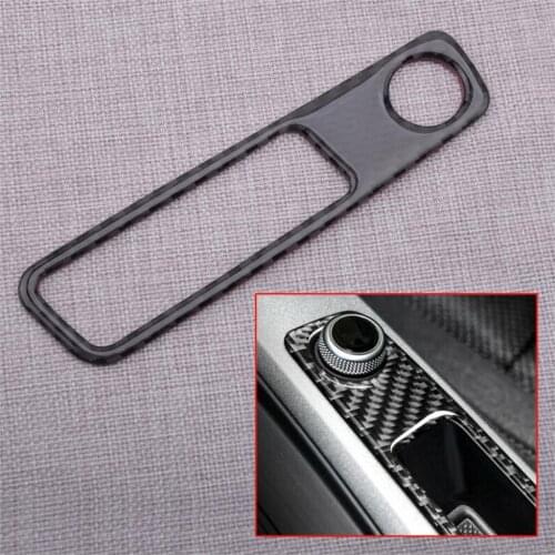 LHD Only Carbon Fiber Black Console Gear Box Volume Knob Cover Decoration Trim Fit For Audi A4 B9 2017 2018 2019