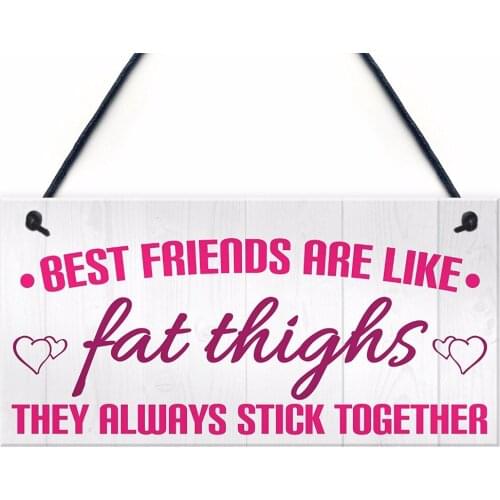 Meijiafei Best Friends Like Fat Thighs Novelty Hanging Plaque Friendship GIft Friend Sign 10"x5"
