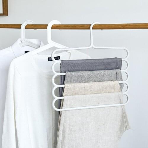 Multi-Layer Non-Slip Pants Hangers Bedroom Organizer Clothing Rack Plastic Storage Organizer Household Multifunctional Hooks