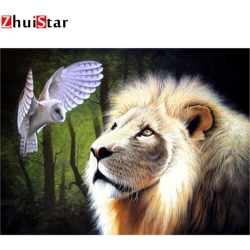 Diy square diamond embroidery lion friend of the mind new mosaic pasted diamond painting animal crystal needlework XY1