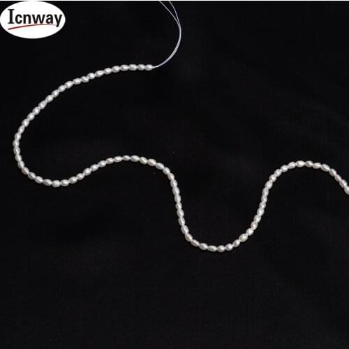 Natural AA rice white pink lavender freshwater Pearl 3-4mm For Jewelry Making 15inches DIY necklace FreeShipping Wholesale