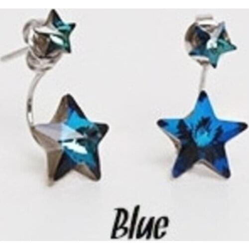 2019 new fashion black pink blue crystal earrings female temperament earrings pentagon Women charm earring Piercing Jewelry