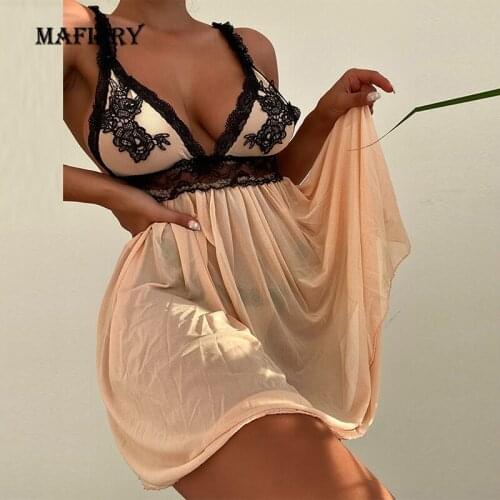2021 Newest Hot Women Lace Lingerie Nightwear Sexy Deep V Neck Underwear Sleepwear Exotic Nightdress Lingerie Femme Sex Clothes