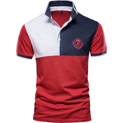 2021 New Mens Summer Splicing Polo Shirt Large Mens Short Sleeve T-shirt