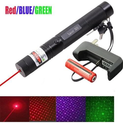 Hunting High Power Adjustable Focus Burning Green Laser Pointer Pen 532nm Continuous Line 500 to 10000 meters Lazer 301 range