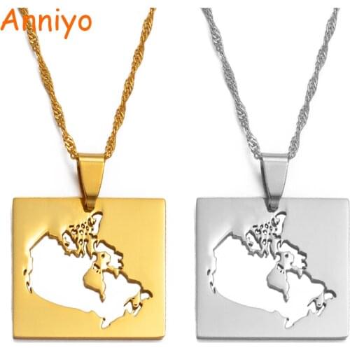 Anniyo Canada Map Pendant Necklaces for Women Jewelry Country Maps of Canadian Chain #021321