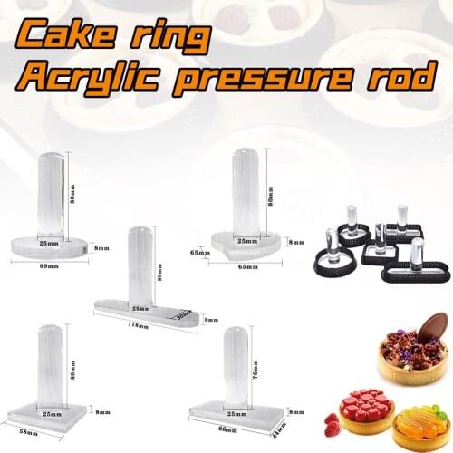 Portable Acrylic Pusher Tart Tamper Tamper Mousse Cake Eggtart Mold Pressure Pusher Kitchen Cheesecake Pastry Decoration Tools