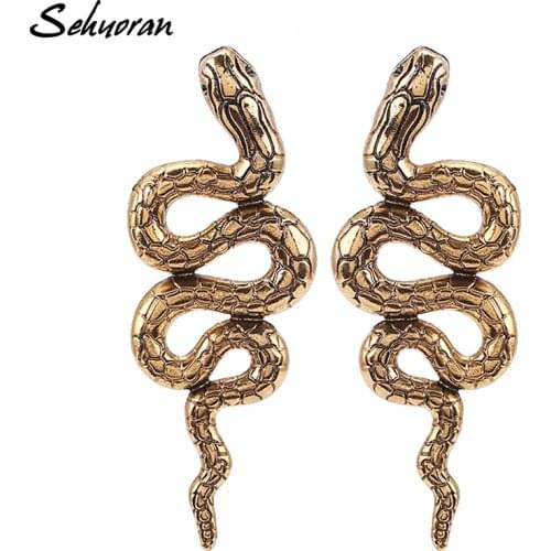 Sehuoran Oorbellen Stud Earings Boho Snake Vintage Earrings For Women Snake Female Fashion Jewelry Personality Earring Brinco