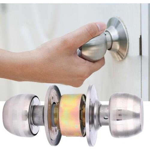 Ball Door Lock Stainless Steel Round Ball Door Lock Home Interior Bedroom Bathroom Handle Lock 3 Keys