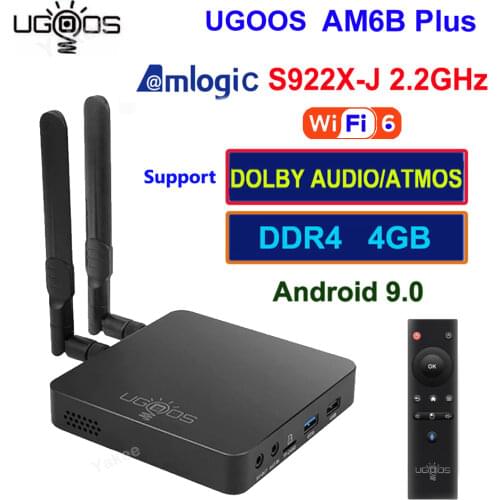UGOOS AM6B Plus Amlogic S922X-J 2.2Ghz Android 9 Tv Box IR Learning 4G32GB Dual Wifi 1000M BT5 Media Player Support Dolby Atmos