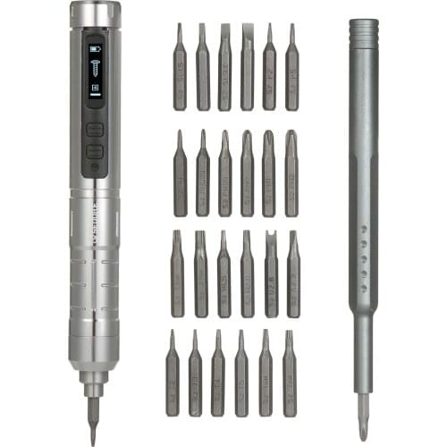 SEQURE Electric Smart Pen Screwdriver Kit 245RPM Cordless Precision Screwdriver Set with 24 Magnetic Driver Bits LED Light