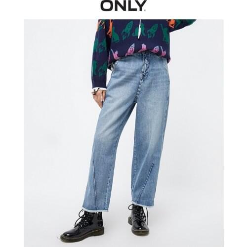 ONLY Womens 100% Cotton High-rise Spliced Crop Jeans |119449550