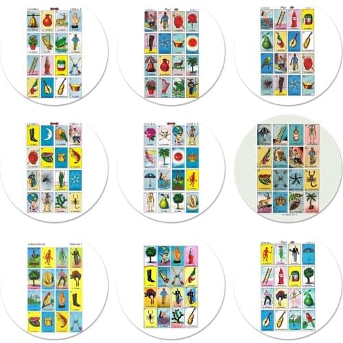 58mm Mexican Bingo Loteria Icons Pins Badge Decoration Brooches Metal Badges For Backpack Decoration