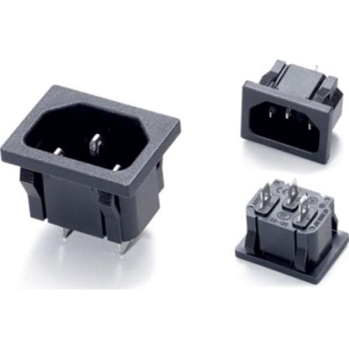 10pcs Black Copper CE IEC320 C14 C13 panel mounted ac receptacle power outlet embedded electrical AC Power Socket 10A 250V