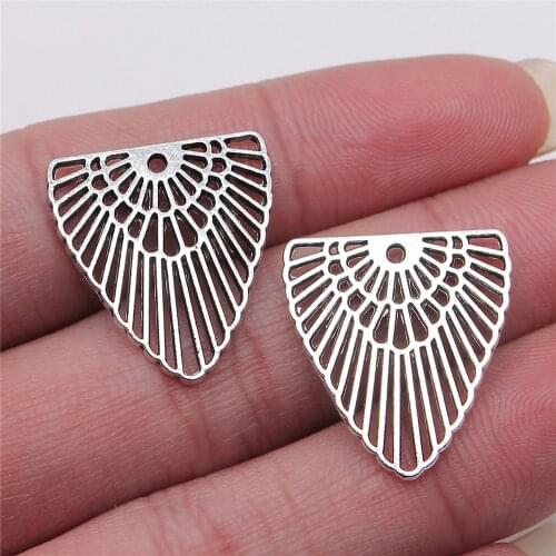 10PCS/lot 21*22mm Metal Charms Hollow Earrings Pendants Antique Silver Color Making DIY Handmade Tibetan Jewelry DIY