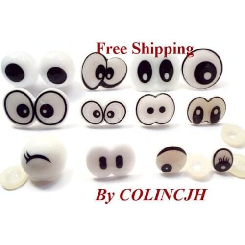 100pairs/Lot Mix Cartoon Plastic Animal Eyes Free Ship