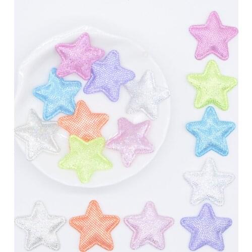 100Pcs 25mm Bling Colorful Fabric Star Applique Padded Patches for DIY Clothes Hat Shoes Headwear Hairpin Bow Festival Decor P50