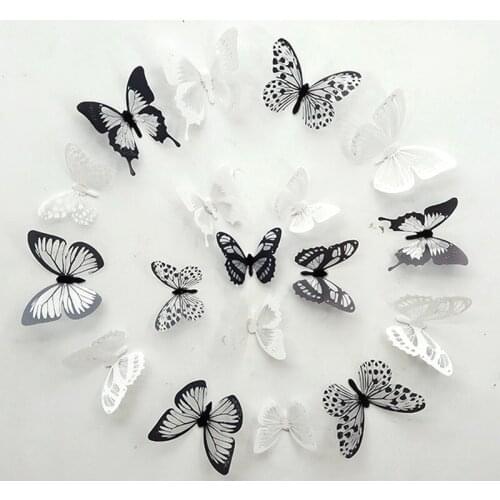 18pcs/lot 3d Crystal Butterfly Wall Sticker Beautiful Butterflies Art Decals Home decor Stickers wedding decoration On the Wall