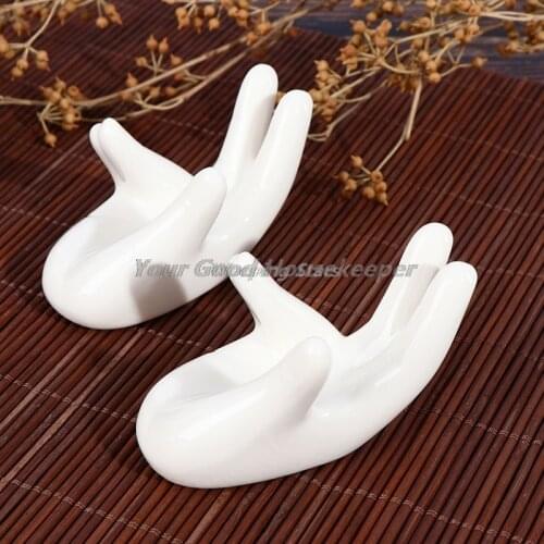 2pcs Hand Shape Ceramic Tea Filter Holder Air Plant Tillandsia Holder Egg Holder