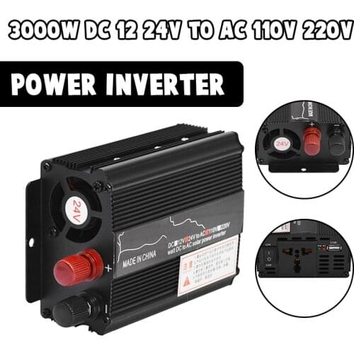 Voltage Transformer Peak 3000W DC 12/24V to AC 110V/220V Car LED Solar Power Inverter Sine Wave USB Converter Overload Protect
