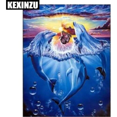 3D DIY Diamond Painting Cross Stitch kit Full Diamond embroidery dolphin lovers 3D Diamond mosaic picture home Decorative