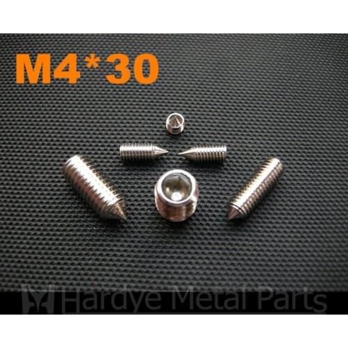 500pcs/lot M4*30 DIN914 Stainless steel hex socket set screw with cone point