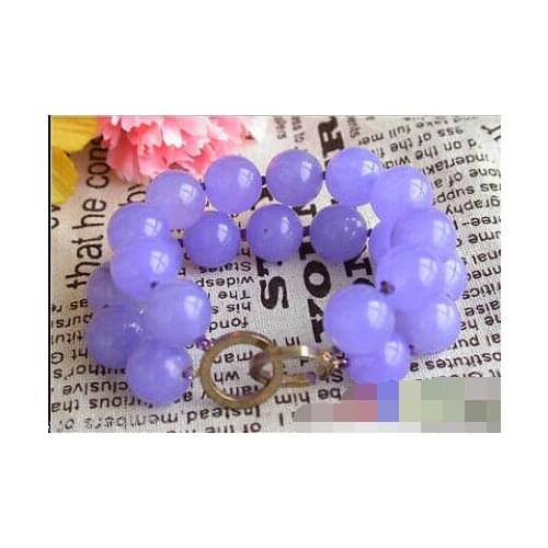 Free Shipping>>>2row 8" 14MM ROUND lavender BEAD bracelet bangle