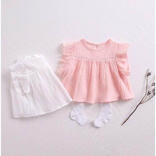 Baby Girls Blouse Kids Pure Cotton Loose Shirts Infant Princess Summer Clothes Children Fly Sleeves Tops for Girl Fashion Shirt