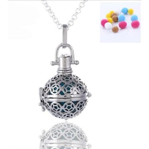 Pentagram circular essential oil fragrance diffuser necklace