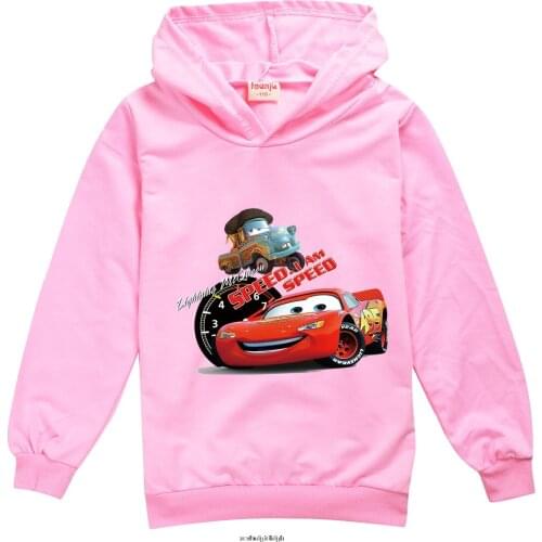 Disney Childrens Tops Autumn Kids 95 Car Printed Hoodies Girls Boys Cotton T-shirts Kids Fashion Streetwear Clothes