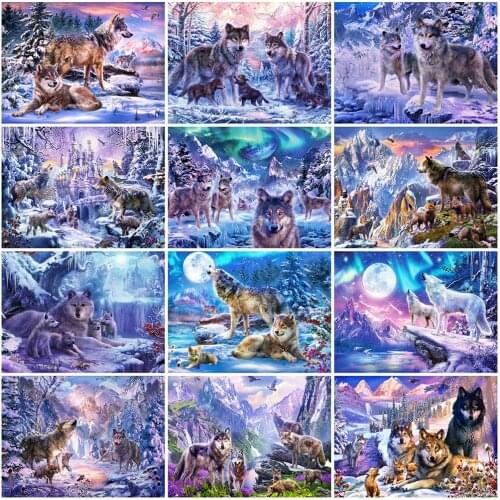 Evershine 5D DIY Diamond Painting Wolf Full Square Diamond Embroidery Sale Animals Cross Stitch Winter Mosaic Home Decoration
