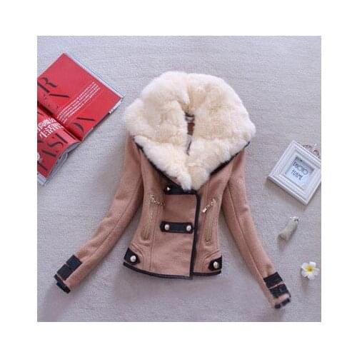 FNOCE 2020 winter womens coat fashion streetwear solid color Turn-down Collar long sleeve padded warm Thicken Coat Slimm Jacket