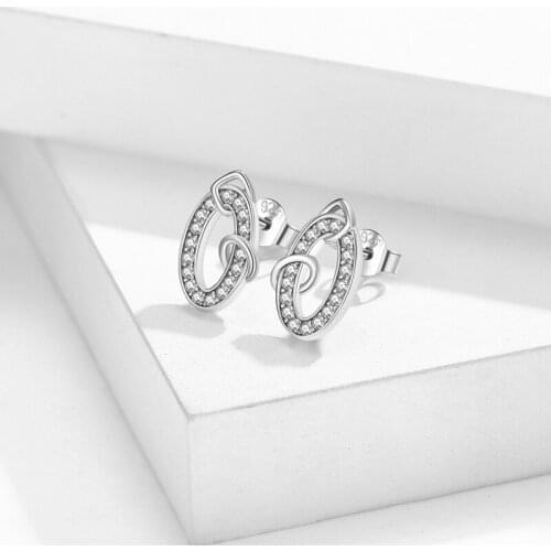GE12 925 Silver Jewelry Stud Earrings For Women AAA Zircon Classic Round Circle Silver Earrings