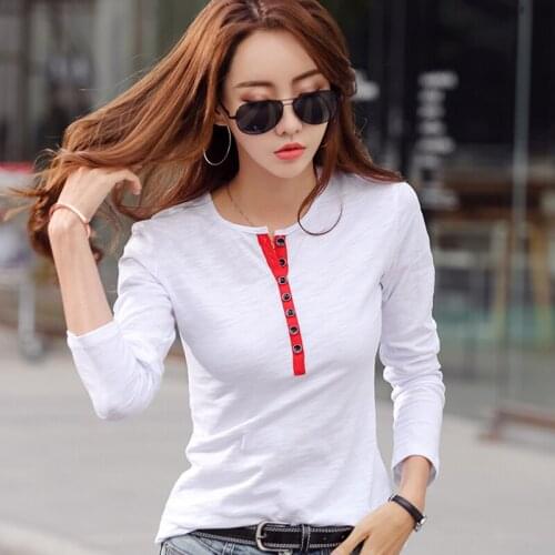 GGRIGHT Long Sleeve Shirt Women Clothes 2019 Autumn Winter Button T-Shirt Female Tshirt Cotton Korean Tee Shirt Femme harajuku